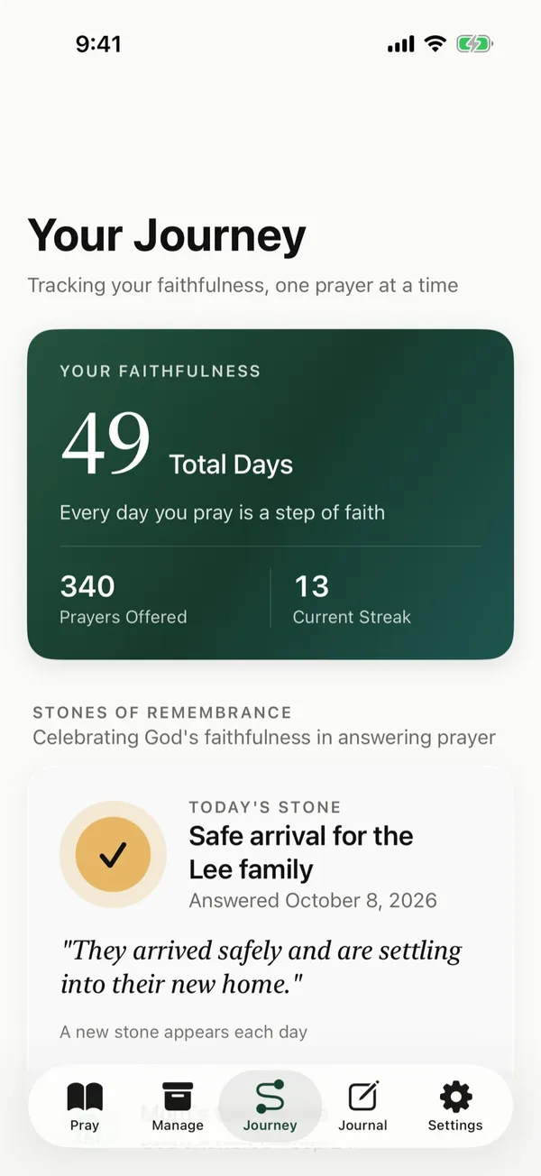 Journey in The Pray App with an answered prayer for the Lee family