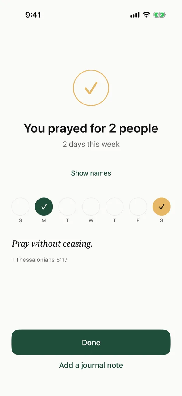 The summary screen at the end of a session